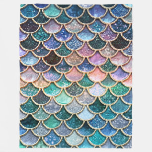Let's be mermaids- Mermaid Glitter- Mermaid Scales Fleece Blanket