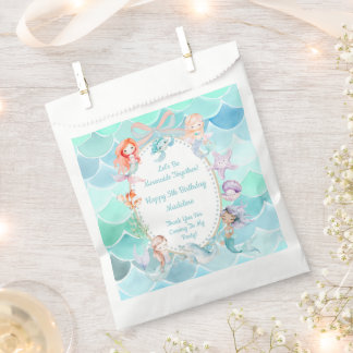 Let's Be Mermaids Together Mermaid Party Birthday Favor Bag