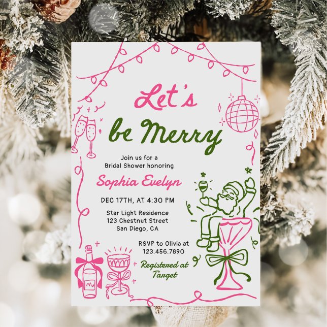 Let's be Merry Christmas Bridal Shower Invitation (Creator Uploaded)