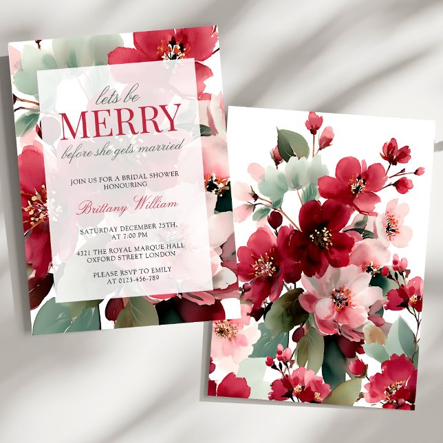 Let's Be Merry Christmas Bridal Shower Invitation (Creator Uploaded)