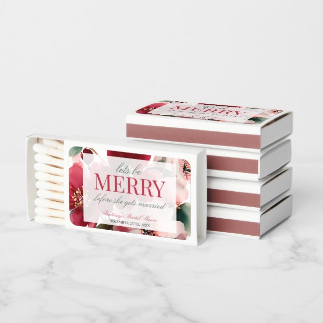 Let's Be Merry Christmas Bridal Shower Matchboxes (Stacked)