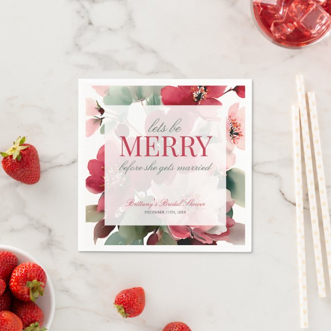 Let's Be Merry Christmas Bridal Shower Napkins (Insitu)