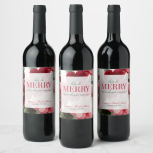 Let's Be Merry Christmas Bridal Shower Wine Label