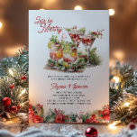 Let's Be Merry Christmas Cocktails Wedding Shower Invitation<br><div class="desc">Christmas themed wedding shower invitation lettered with "let's be merry". The invite is illustrated with christmas cocktails, evergreen greenery and red winter flowers. Easy to customize for your occasion and perfect for a December couples shower, a holiday cocktail party or christmas themed bridal shower. For more designs, please browse our...</div>