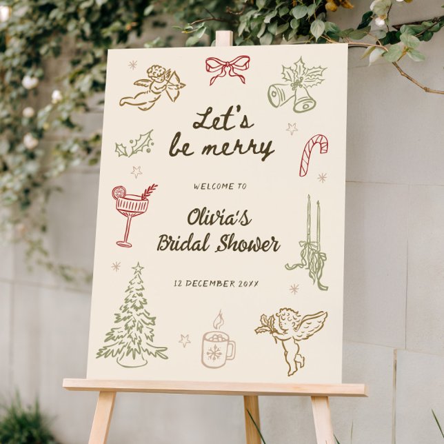 Let's be merry Whimsical Christmas Bridal Shower  Foam Board (Creator Uploaded)
