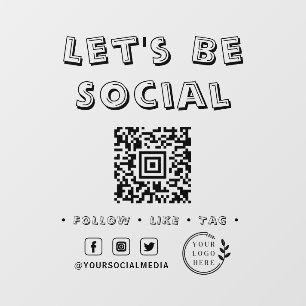 Let's Be Social QR Code Social Media Business Logo Wall Decal