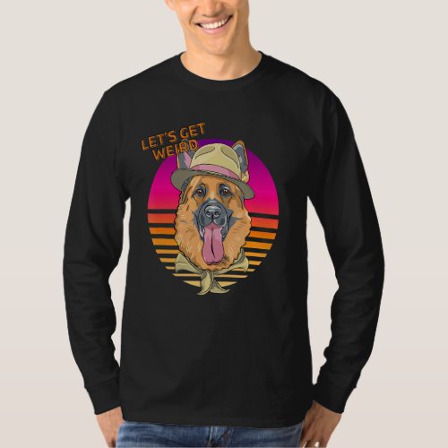 Lets Be Weird  German Shepherd With Fedora Hat Sc T_Shirt