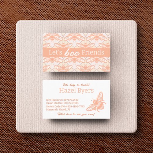 Let's Bee Friends Kids Playdate Summer Calling Card