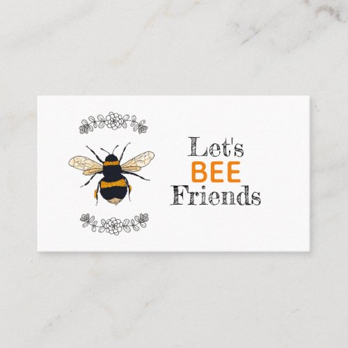 Lets Bee Friends Play Date Contact Calling Card