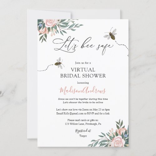 Lets Bee Safe Virtual Bridal Shower Invitation