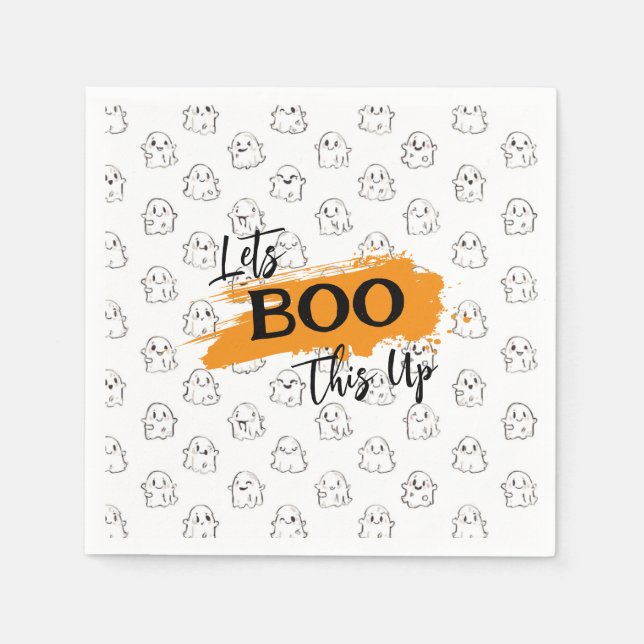 Let's BOO That Up Cute Flying Ghost Pattern  Napkins (Front)