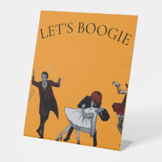 LET'S BOOGIE HALLOWEEN DECO PEDESTAL SIGN