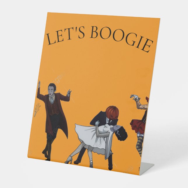 LET'S BOOGIE HALLOWEEN DECO PEDESTAL SIGN (Front)