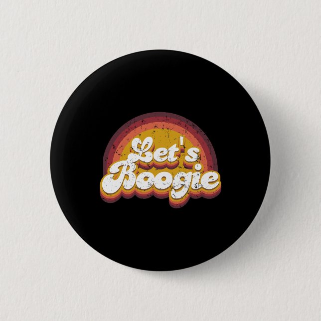 Let's Boogie Kidcore Aesthetic Retro Rainbow Danci Button (Front)