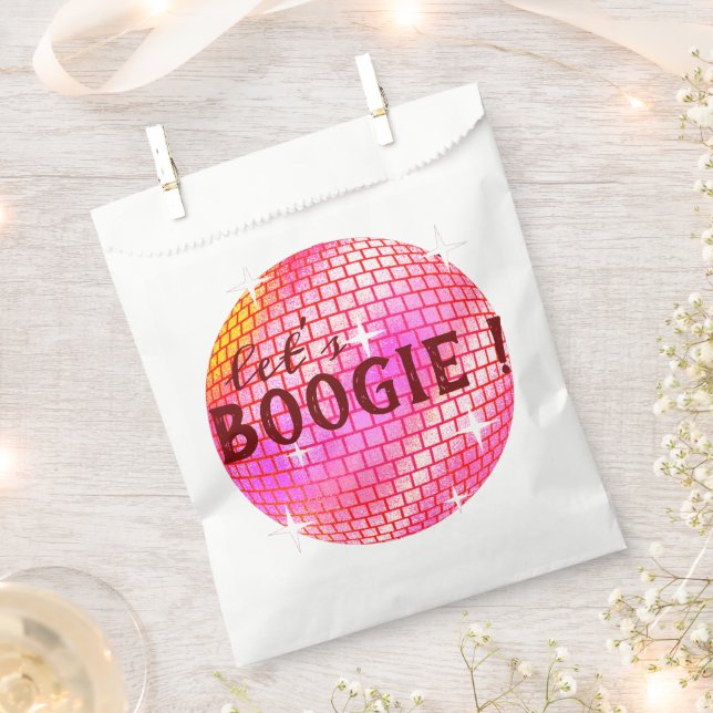 Let's Boogie !  Pink Disco ball    Favor Bag (Clipped)