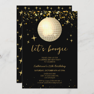 Let's Boogie Retro Disco Ball Glitters Birthday Card