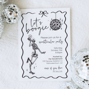 Let's Boogie Skeleton Halloween Invitation