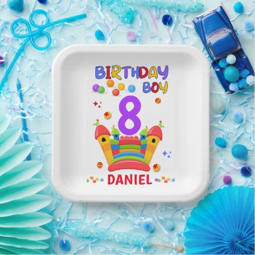 Lets Bounce Birthday Boy Jump Trampoline Party Paper Plates