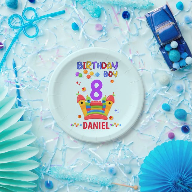 Let's Bounce Birthday Boy Jump Trampoline Party Paper Plates (Party)