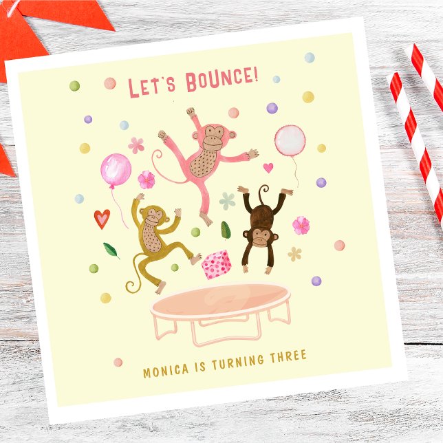 Let's bounce jumping monkeys kids birthday napkins (Creator Uploaded)