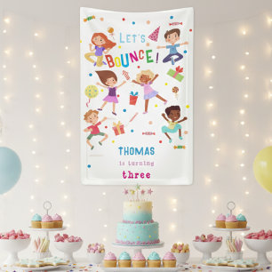 Let's bounce jumping park kids birthday banner