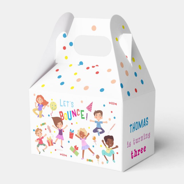 Let's bounce jumping park kids birthday favor boxes (Front Side)