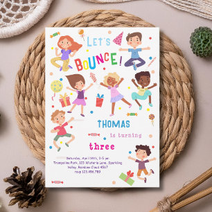 Let's bounce jumping park kids birthday invitation