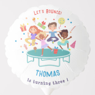 Let's bounce jumping trampoline park kids birthday balloon