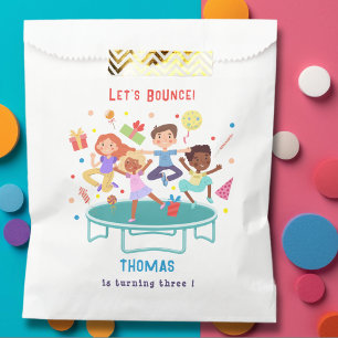Let's bounce jumping trampoline park kids birthday favor bag