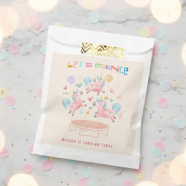Let's bounce jumping unicorns kids birthday favor bag (Creator Uploaded)