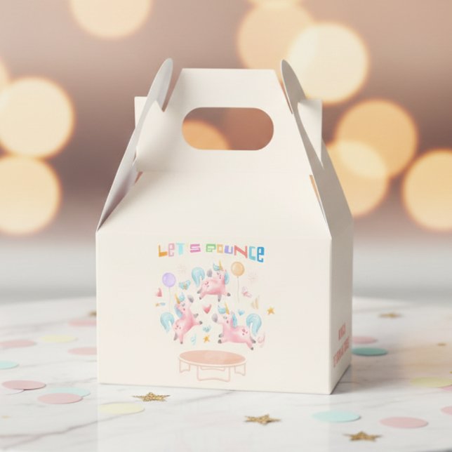 Let's bounce jumping unicorns kids birthday favor boxes (Creator Uploaded)