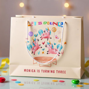 Let's bounce jumping unicorns kids birthday large gift bag