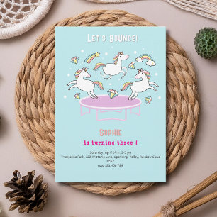 Let's bounce jumping unicorns park kids birthday invitation