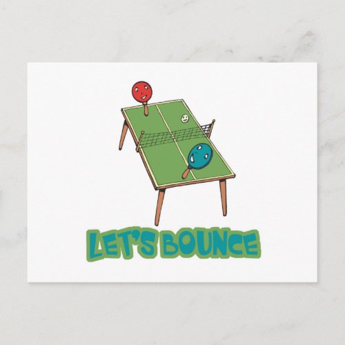 Lets Bounce Ping Pong Table Tennis Postcard