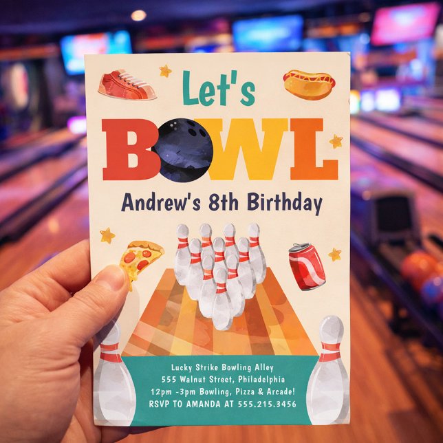 Let's Bowl Bowling Birthday Party Invitation (Creator Uploaded)