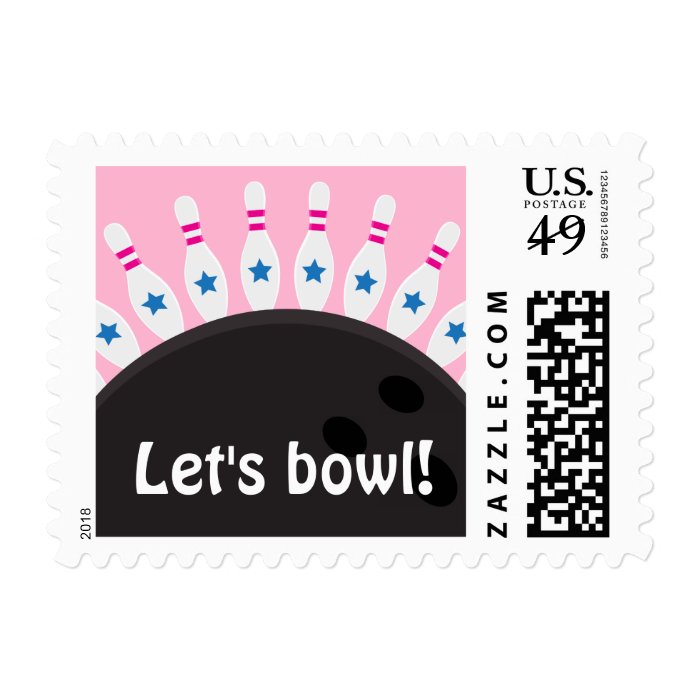 Lets bowl girls bowling party postage stamps