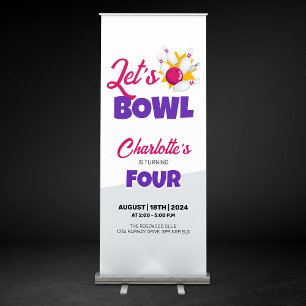 Let's Bowl Kids Bowling Birthday Party Retractable Banner