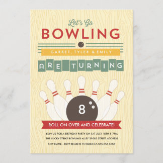 Let's Bowl! Multiple Birthday Party Invitation