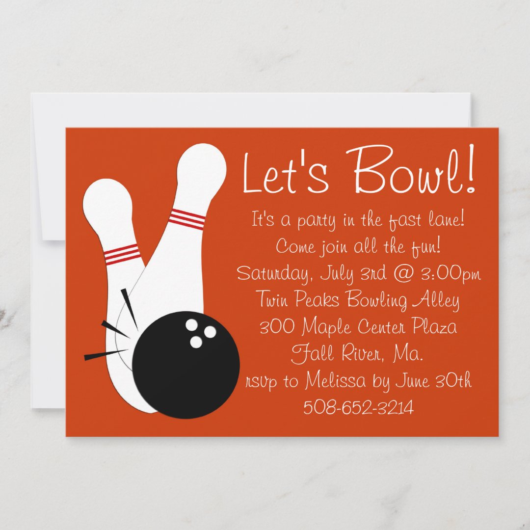 Let's Bowl Party Invitation Zazzle