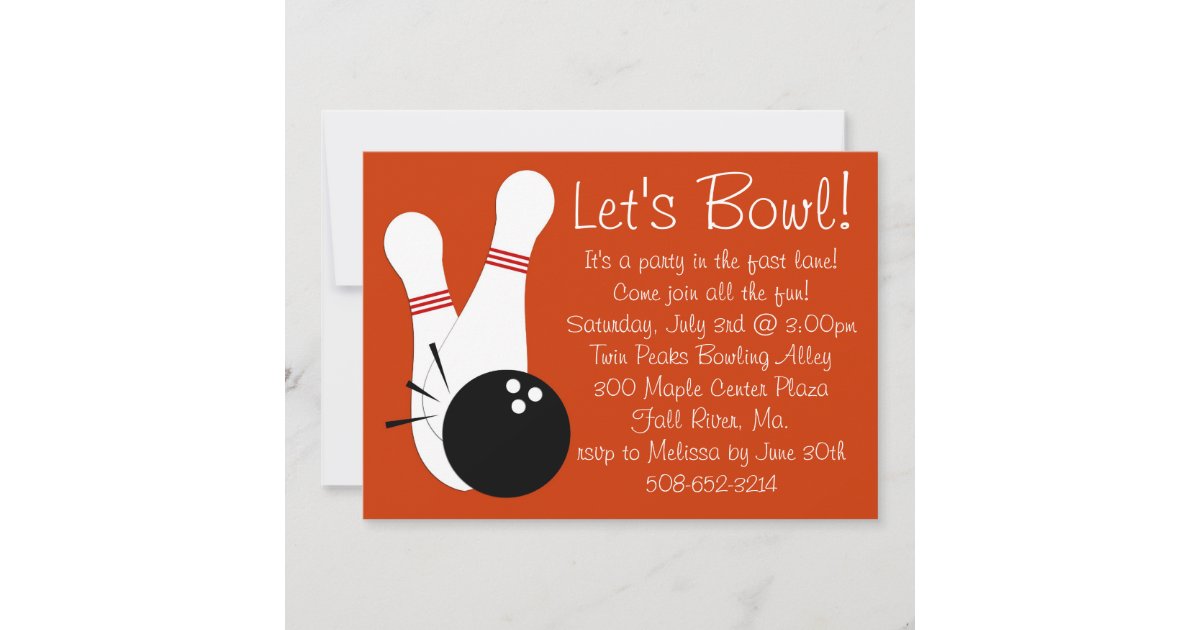 Let's Bowl Party Invitation Zazzle