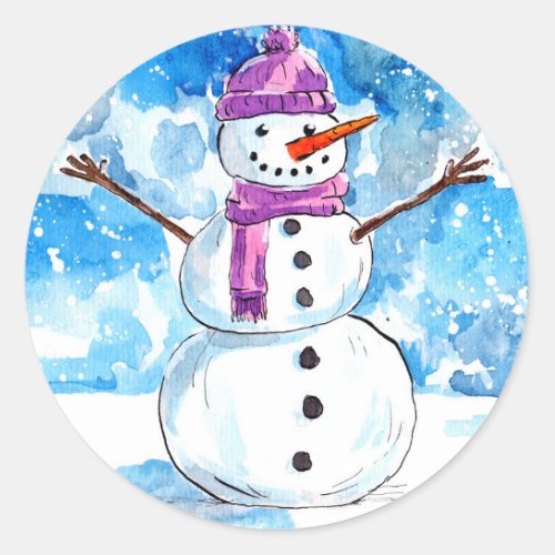 Lets build a Snowman Classic Round Sticker