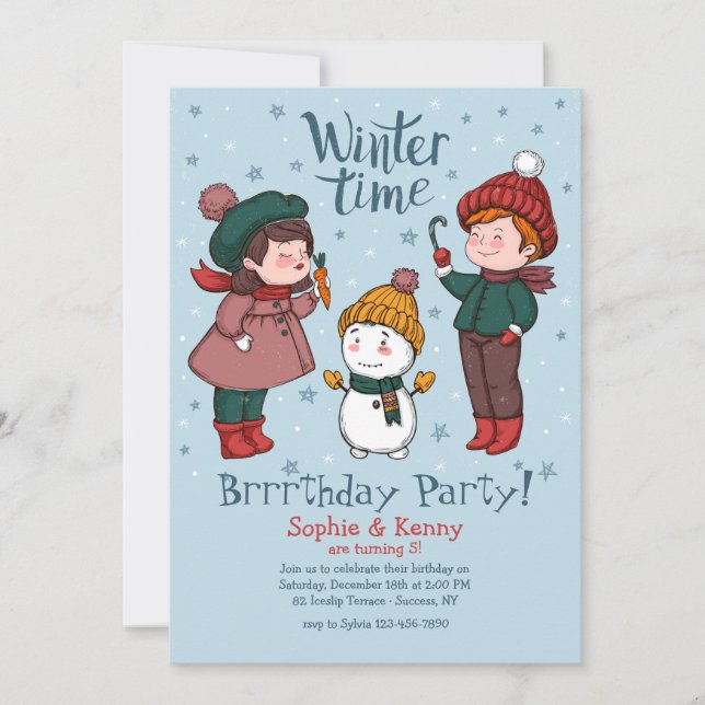 Let's Build a Snowman Invitation (Front)