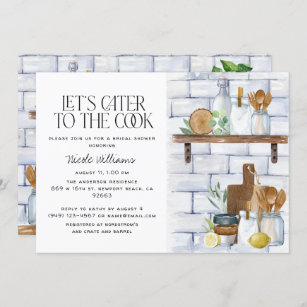 Let's Cater to the Cook Watercolor Bridal Shower Invitation