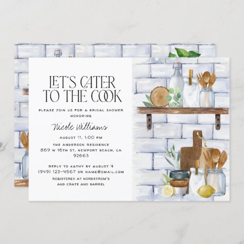 Lets Cater to the Cook Watercolor Bridal Shower Invitation