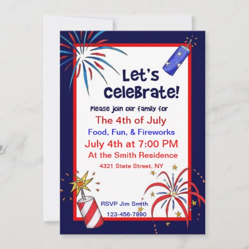Lets celebrate 4th of July Party Invitations