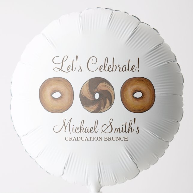 Let's Celebrate Bagel Graduation Party Brunch Balloon (Front)