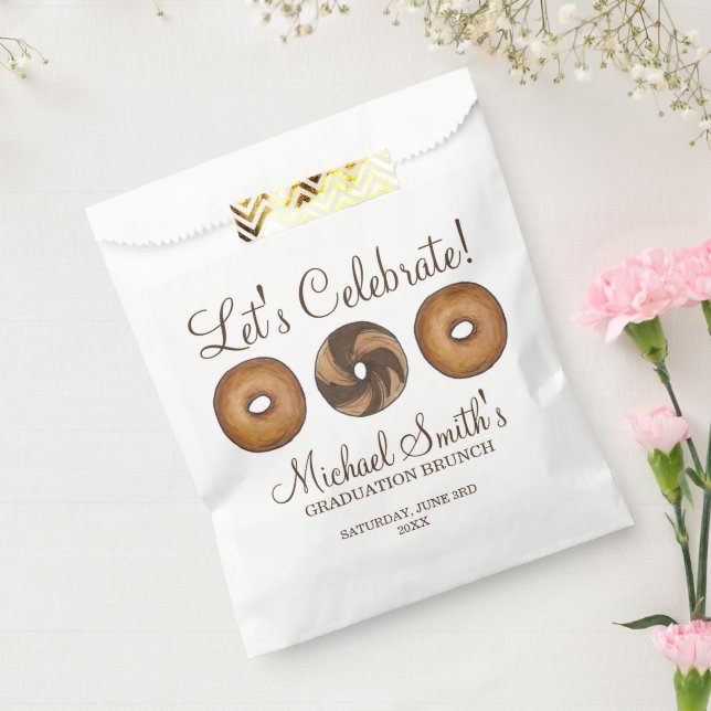 Let's Celebrate Bagel Graduation Party Brunch Favor Bag (Sealed)