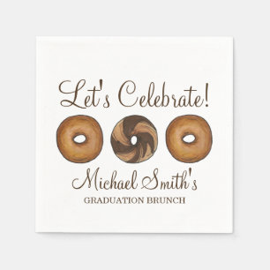 Let's Celebrate Bagel Graduation Party Brunch Napkins