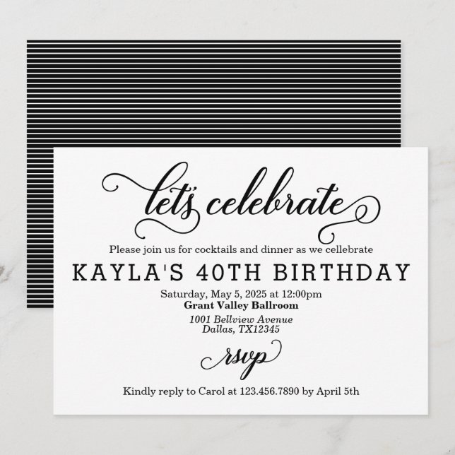 Lets Celebrate Birthday Party Invitation (Front/Back)