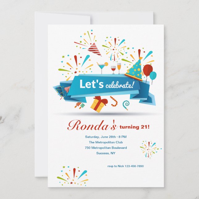 Let's Celebrate Birthday Party Invitation (Front)